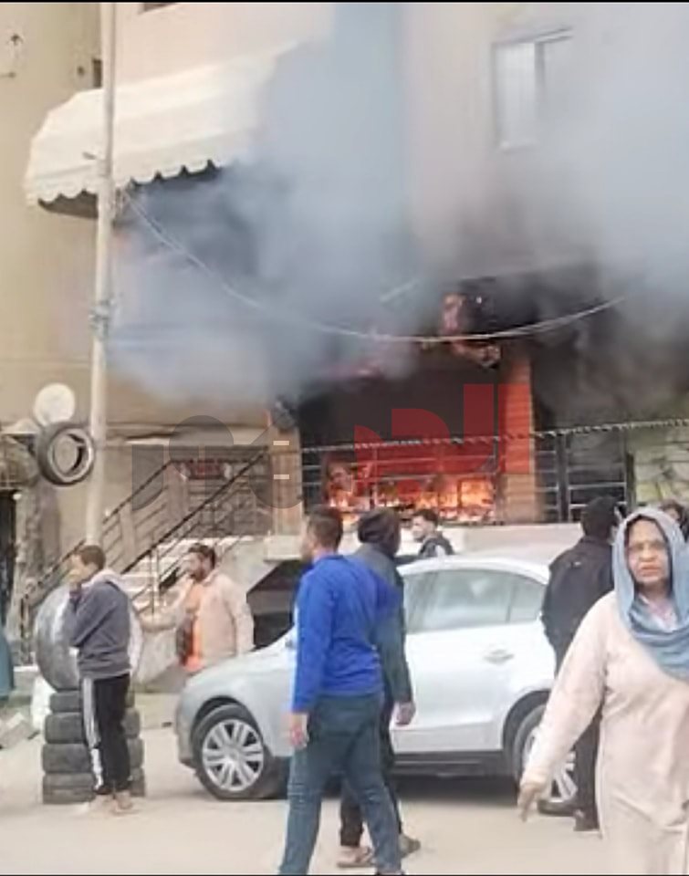 حريق محل حدائق الأهرام