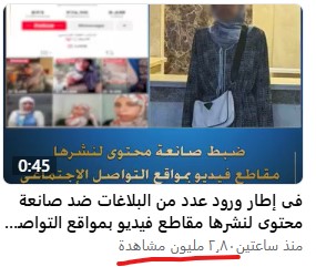 عدد مشاهدات فيديو القبض على البلوجر علياء قمرون