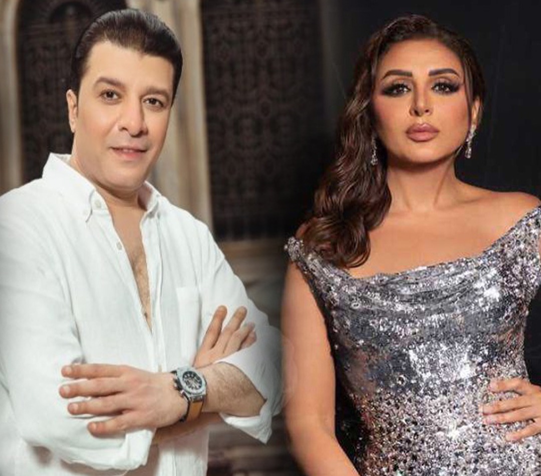 الفنان مصطفي كامل والفنانة أنغام&nbsp;