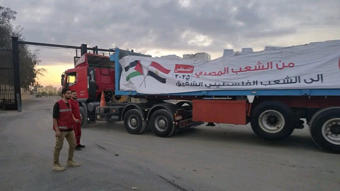 الهلال الأحمر المصري يدفع بحوالي 2300 طن مساعدات إغاثية إلى غزة&nbsp;