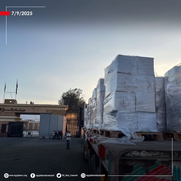 <strong>الهلال الأحمر المصري يدفع بـ 2500 طن مساعدات لغزة اليوم</strong>