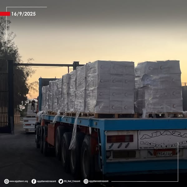 <strong>الهلال الأحمر المصري يدفع بأكثر من 122 ألف سلة غذائية لغزة اليوم</strong>