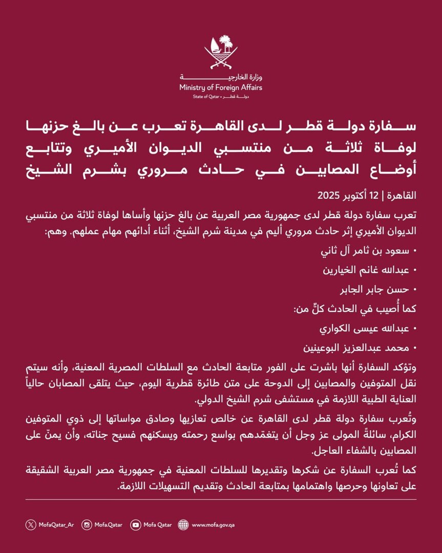 <strong>حادث الوفد القطري بشرم الشيخ</strong>