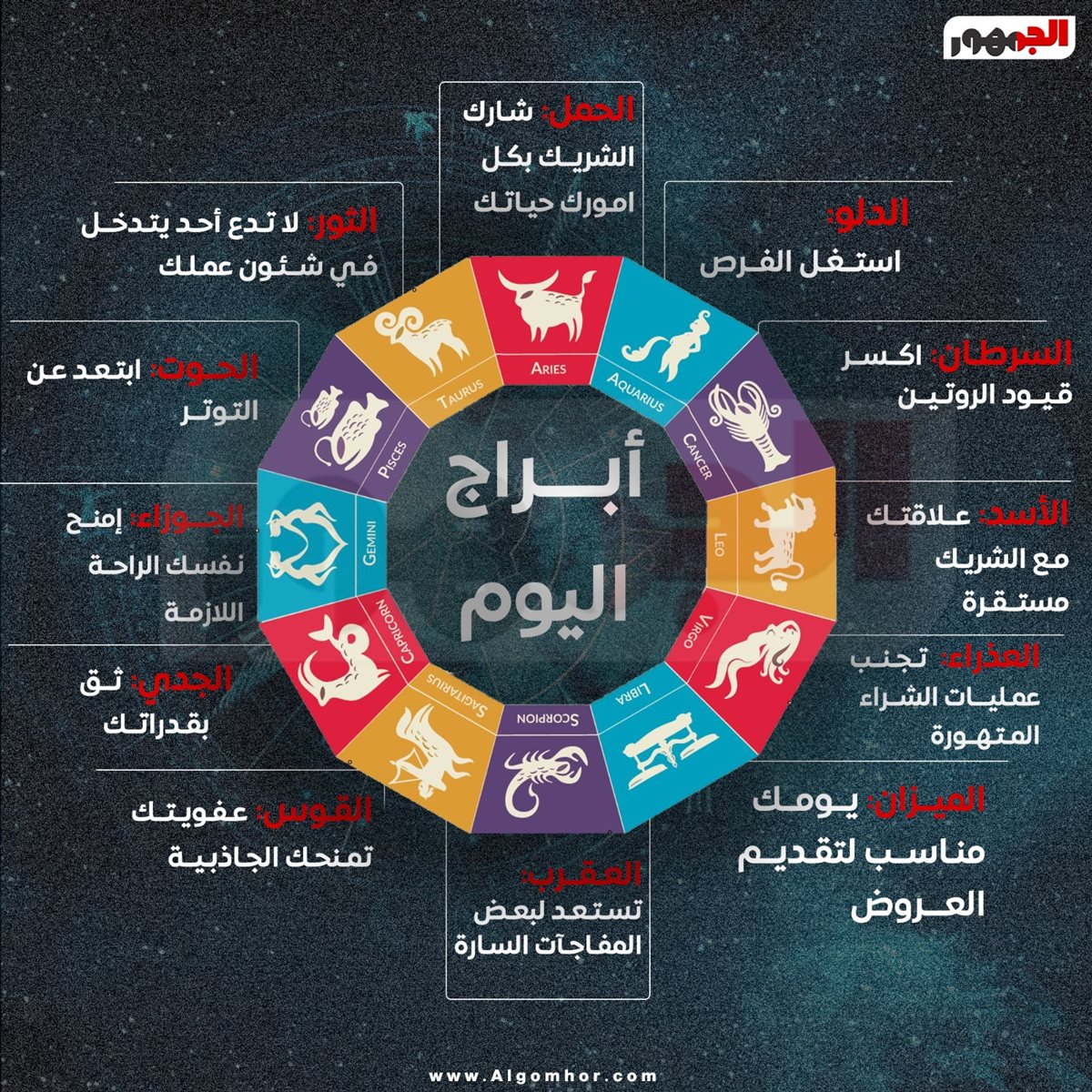 <strong>حظك اليوم الأحد 26 أكتوبر 2025</strong>