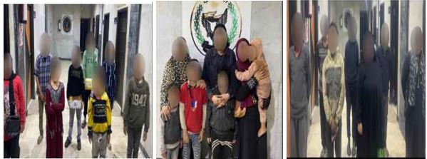 المتهمين و بصحبتهم الأطفال