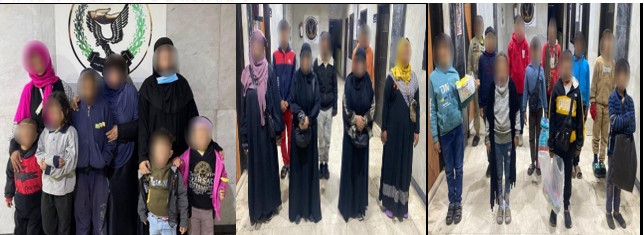 المتهمين و بصحبتهم الأطفال