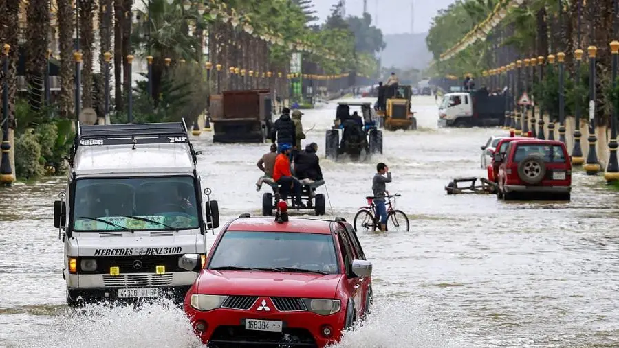 فيضانات مدينة القصر الكبير شمال المغرب