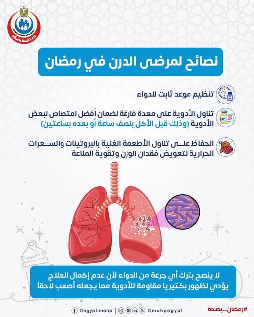 <strong>إرشادات مهمة لمرضى الدرن خلال شهر رمضان</strong>
