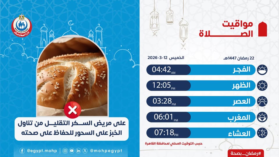 <strong> مواقيت الصلاة اليوم الخميس 12 مارس 2026</strong>