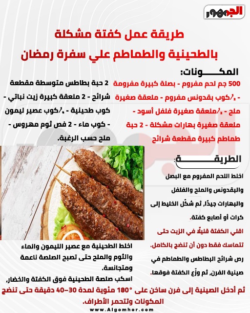 <strong>كفتة مشكلة بالطحينية والطماطم </strong>
