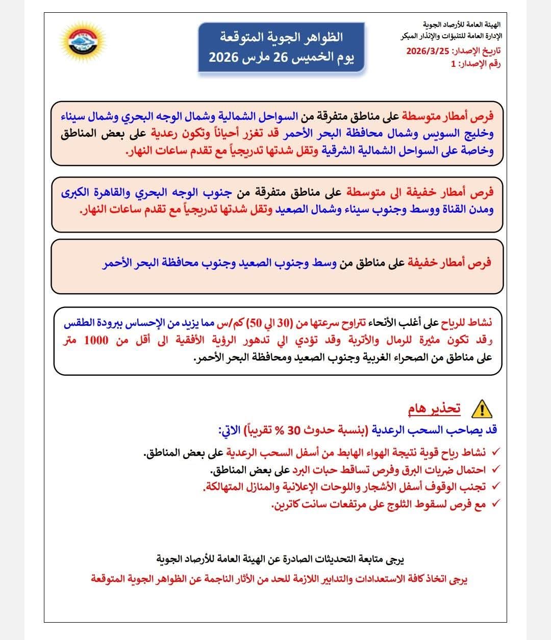 بيان هيئة الأرصاد