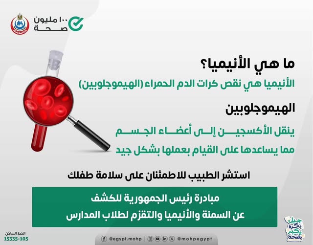 <strong> مبادرة رئيس الجمهورية للكشف المبكر على السمنة والأنيميا والتقزم لطلاب المدارس الابتدائية</strong>