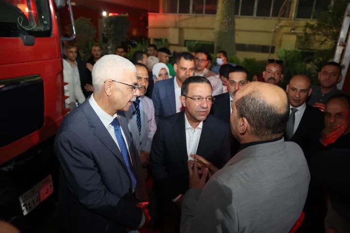 صور من تفقد حريق معهد الكبد القومي بشبين الكوم