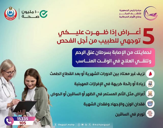 <strong>5 أعراض قد تنذر بسرطان عنق الرحم</strong>