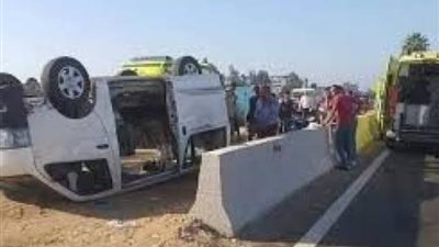 انقلاب سيارة بطريق أسيوط الصحراوي يتسبب في إصابة 3 أشخاص