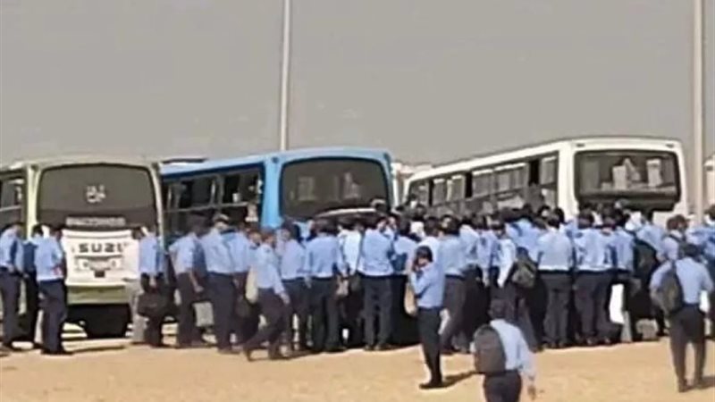 جانب من مظاهرة عمال شركة طلعت مصطفى