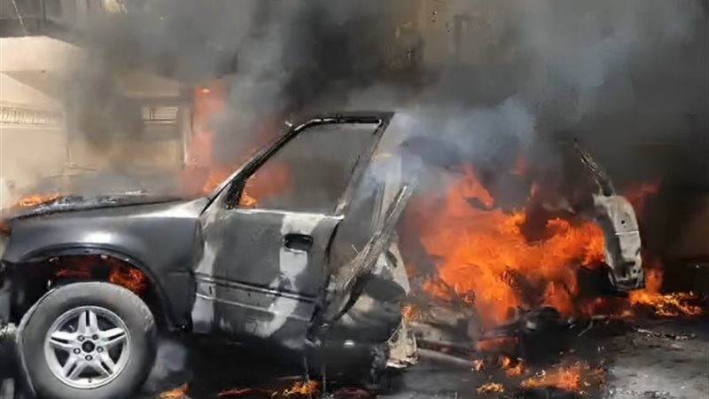 السيارة المستهدفة ببلدة صيدا