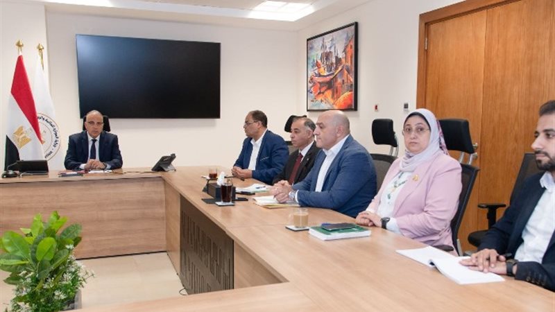 الدكتور هاني سويلم وزير الموارد المائية والري، أثناء الاجتم