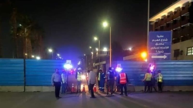 غلق شارع الهرم أمام محطة المطبعة
