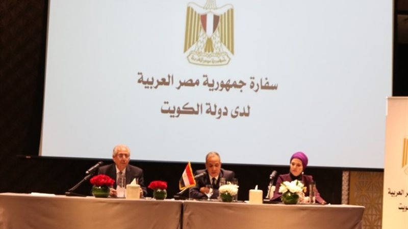 وزير الخارجية خلال لقاء الجالية المصرية في الكويت