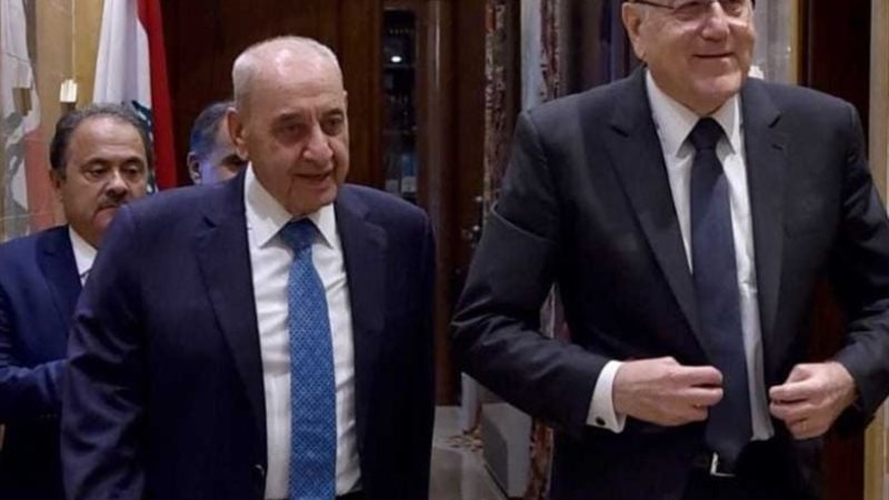 رئيس حكومة تصريف الأعمال اللبنانية، نجيب ميقاتي ورئيس مجلس 