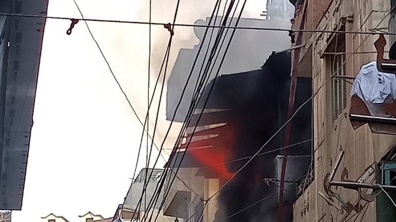 حريق معرض مفروشات المحلة