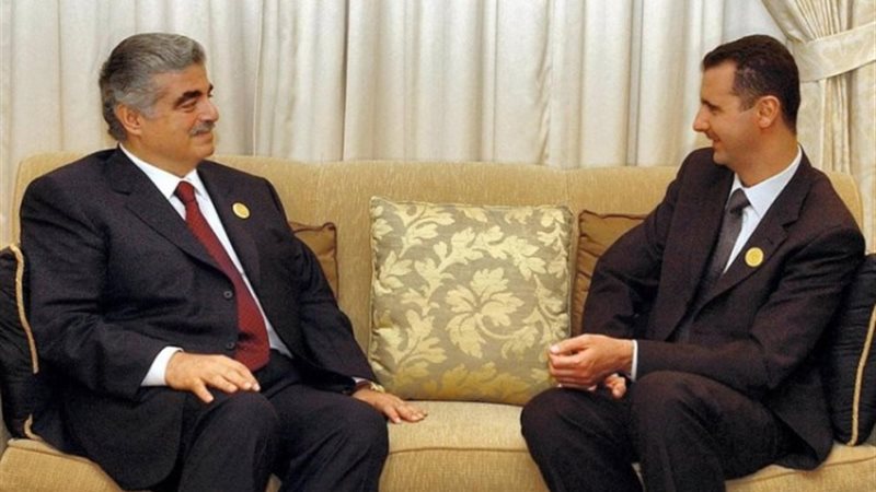 بشار الأسد الرئيس السوري المعزول ورفيق الحريري رئيس الوزراء