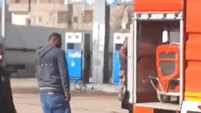 تسريب غاز طبيعي أمام محطة وقود في السنطة بالغربية