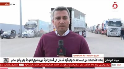 مراسل القاهرة الإخبارية: دخول أكثر من 20 شاحنة وقود معبري العوجة وكرم أبو سالم حاليًا