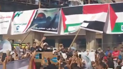 إمام مسجد يقود مسيرة لدعم فلسطين في ميدان المؤسسة (فيديو)