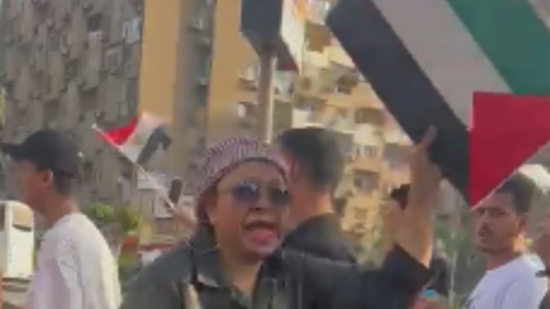 سيدة مصرية تدعم فلسطين