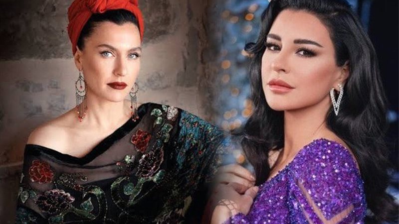 الفنانة اللبنانية ماجي بو غصن والفنانة التركية شيفال سام