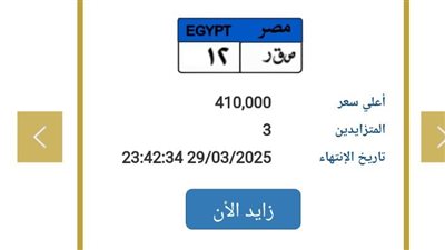 لوحة «ص.ق.ر» تقترب من نصف مليون جنيه على بوابة مرور مصر.. تفاصيل