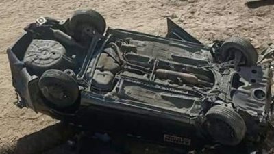 إصابة 4 أشخاص فى حادث انقلاب سيارة ملاكى بطريق العدوة بمركز الفيوم