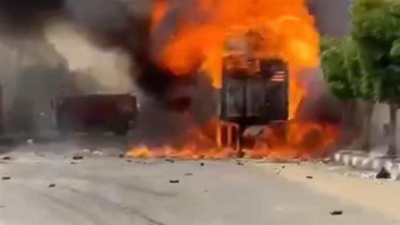 جانب من حريق المقطورة