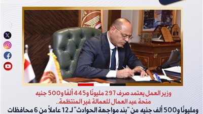 صرف 297 مليون جنيه منحة عيد العمال للعمالة غير المنتظمة