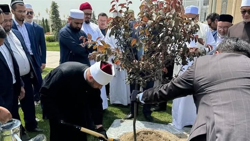وزير الأوقاف يغرس شجرة في سمرقند