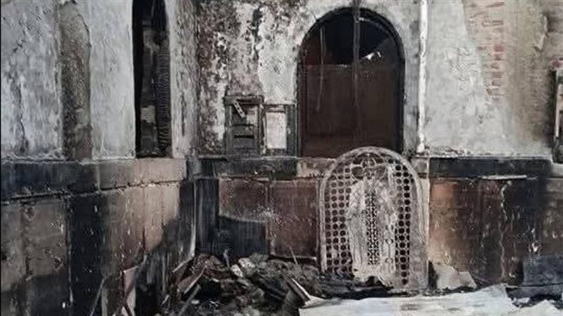 حريق مروع يلتهم كنيسة مارجرجس بقنا