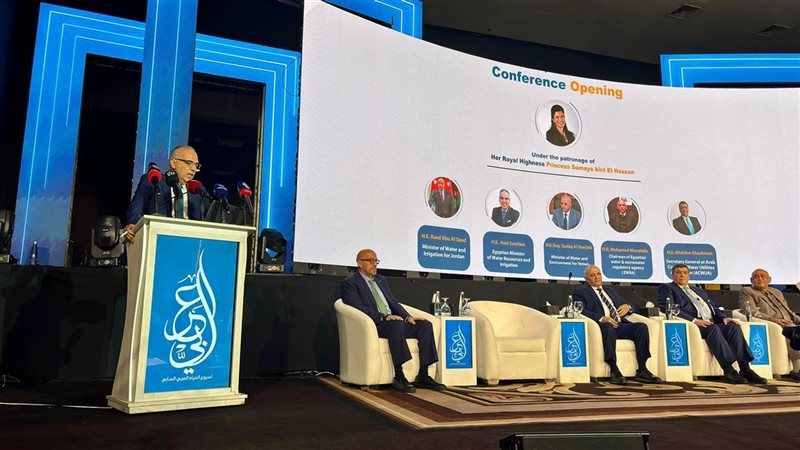 وزير الري خلال مشاركته في أسبوع المياه العربي 