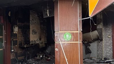 نيابة الفيوم تنتدب المعمل الجنائى فى حادث حريق مطعم وإصابة 5 أشخاص  