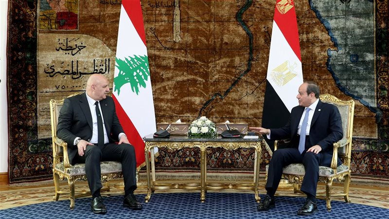 الرئيس السيسي يستقبل الرئيس اللبناني في قصر الاتحادية