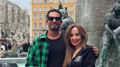 عمرو سعد يوجه رسالة رومانسية لـ زوجته أثناء عطلتهما الصيفية