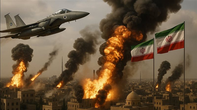 صورة تعبر عن القصف الجوي الاسرائيلي لإيران