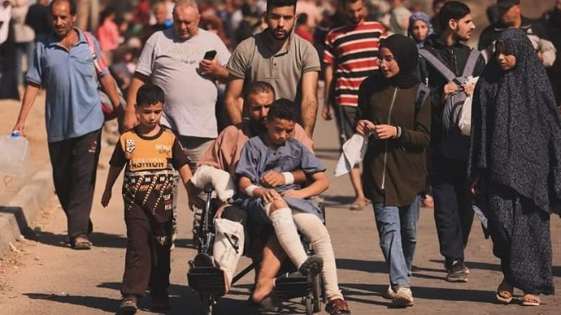 صورة للنازحين لجنوب غزة
