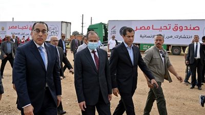 قافلة صندوق تحيا مصر تنطلق لدعم الأشقاء الفلسطينيين في غزة