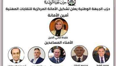 «الجبهة الوطنية» يعلن تشكيل أمانة النقابات المهنية برئاسة عايدة محي الدين