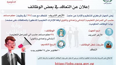 مسابقة لتعيين 964 معلما مساعدا بالأزهر الشريف.. تفاصيل