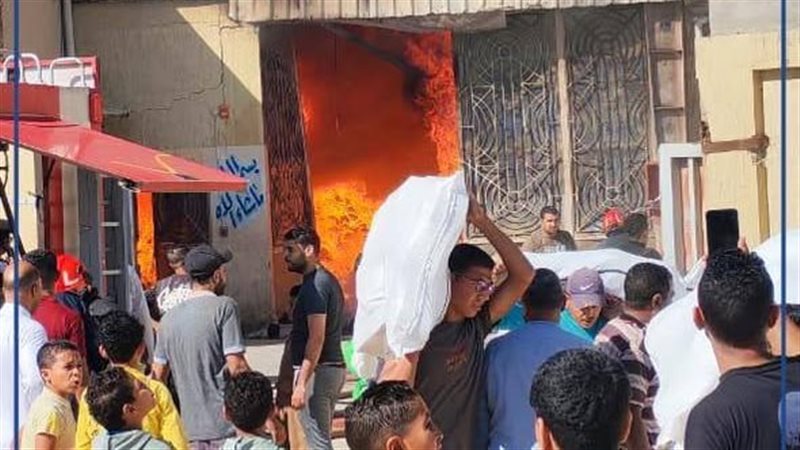 حريق مخزن ملابس بمساكن الناصرية