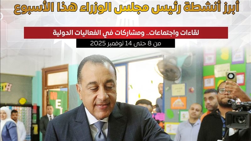 أبرز أنشطة رئيس مجلس الوزراء هذا الإسبوع