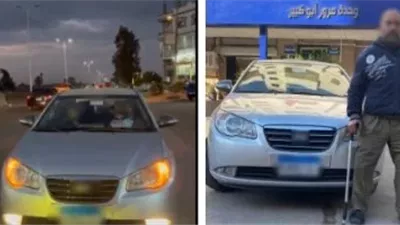 مغامرة متهورة على الطريق.. سقوط سائق ملاكي سار عكس الاتجاه بالشرقية